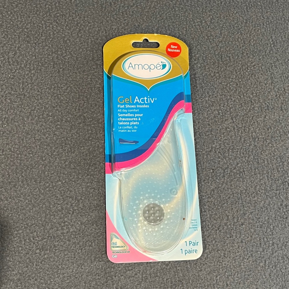 Amope Gel Activ Flat Shoes Insoles All Day Comfort 1 Pair Women's Sizes 5-10 NEW